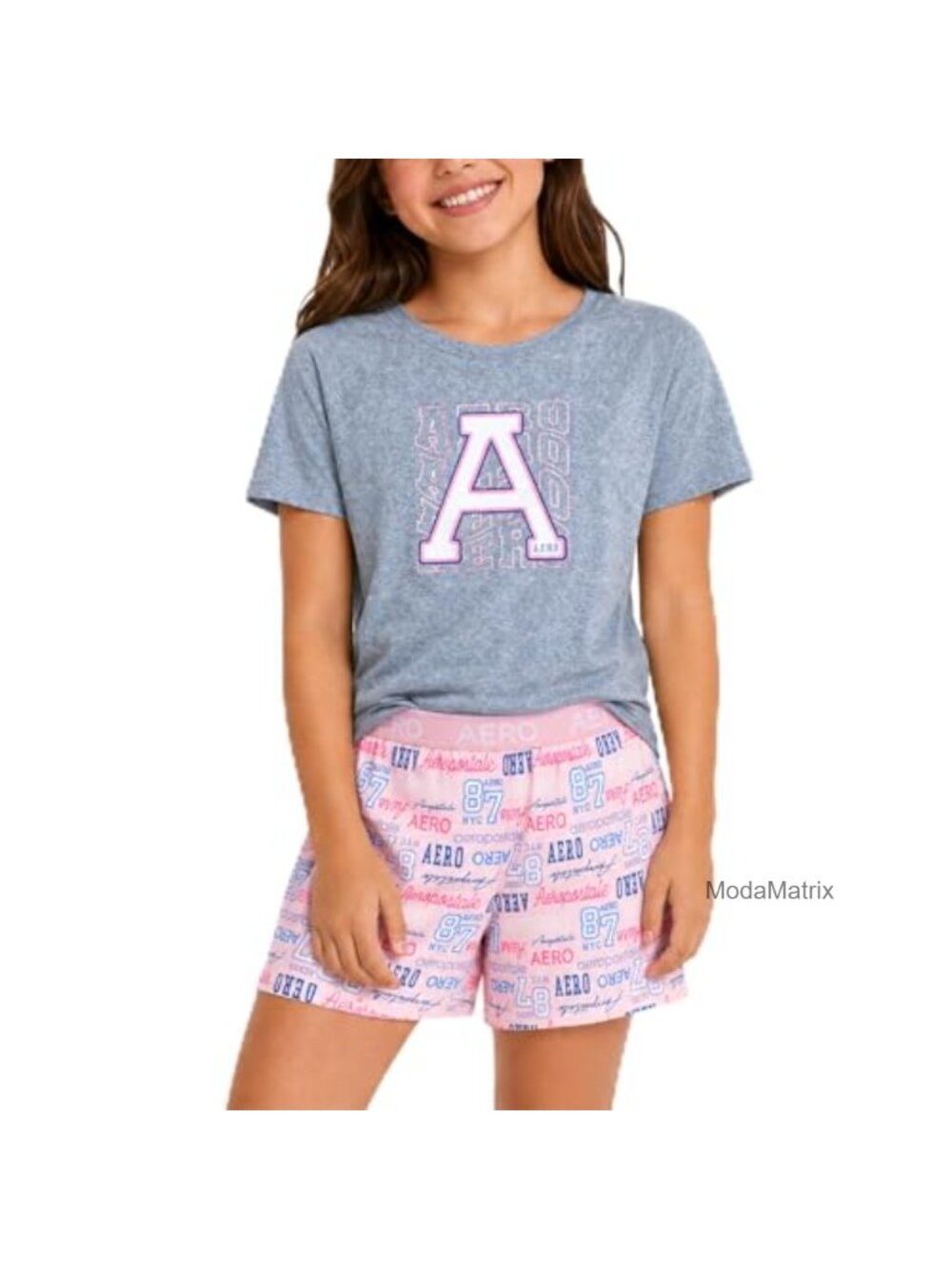 Girls 2-Piece Short Sleeve Crew Neck Sleep Tee & Pajama Shorts